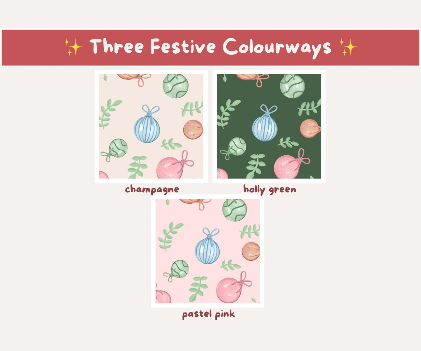 Glass Ornament Seamless Pattern | Evergreen Baubles