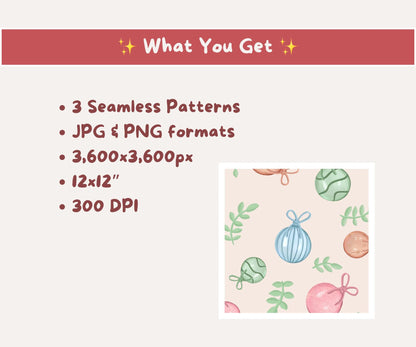 Glass Ornament Seamless Pattern | Evergreen Baubles