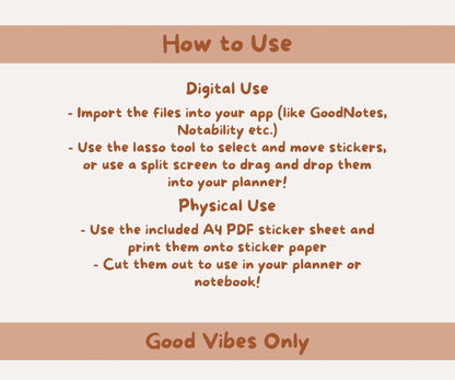 Good Vibes | Retro 70s Inspired Sticker Set | 28x PNGs & Printable PDF Sticker Sheet