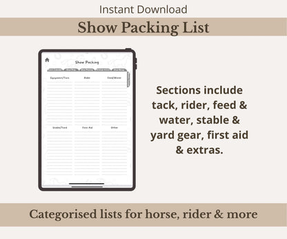 Horse Events & Shows Planner Bundle