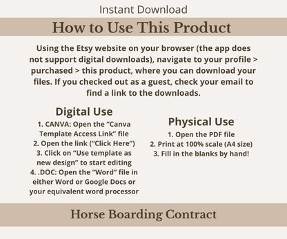 Horse Boarding Contract Template