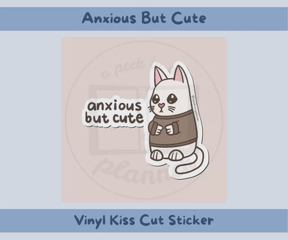 Anxious But Cute Cat Sticker